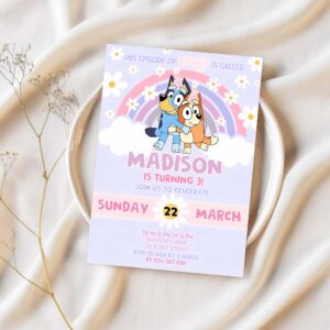 Bluey girl party birthday invitation bluey party invitation party girl invite 1