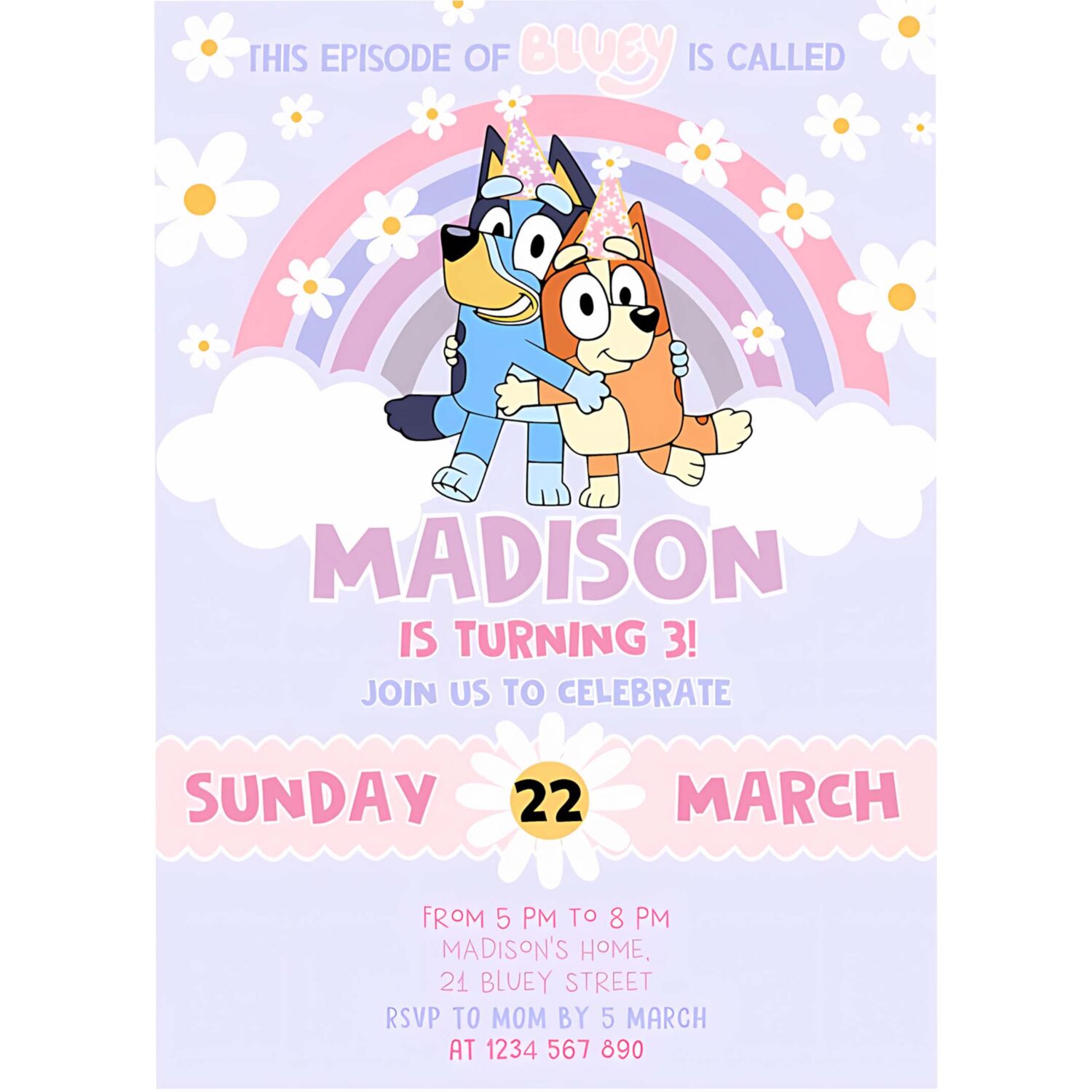 Bluey girl party birthday invitation bluey party invitation party girl invite 4