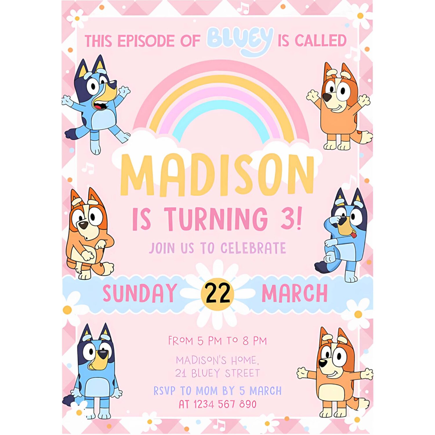 Bluey girl party birthday invitation bluey party invitation party for girl 4