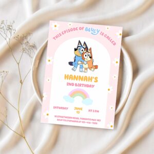 Bluey party invitation bluey and bingo birthday party invitation j64u 1