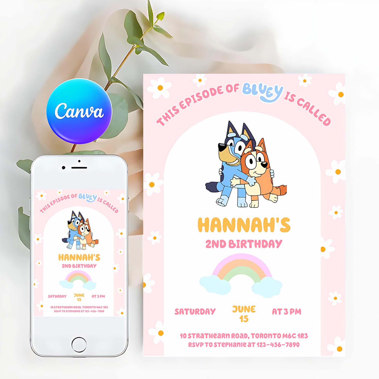 Bluey party invitation bluey and bingo birthday party invitation j64u
