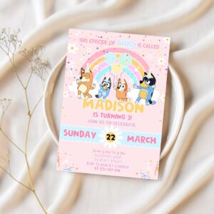 Bluey party invites bluey girl 3rd party birthday invitation bluey party invitation 1
