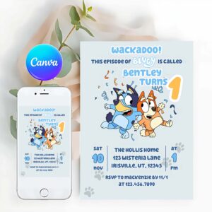 Bluey Invitation, Bluey Wackadoo Birthday Party Invitation