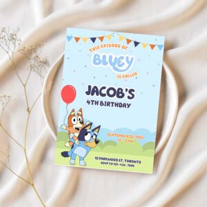 Bluey and bingo bluecake birthday party invitation o36o 1