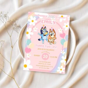 Bluey and bingo love girl birthday party invitation n58z 1