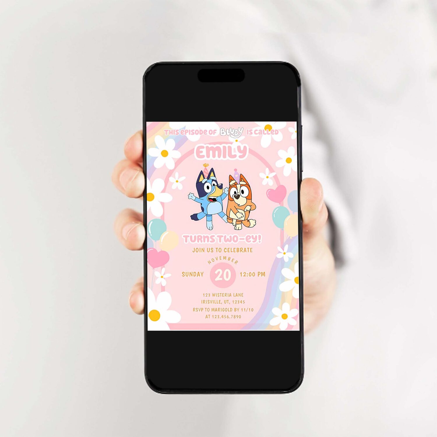 Bluey and bingo love girl birthday party invitation n58z 2