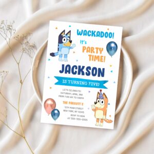 Bluey and bingo rainbow girl birthday party invitation d80l 1