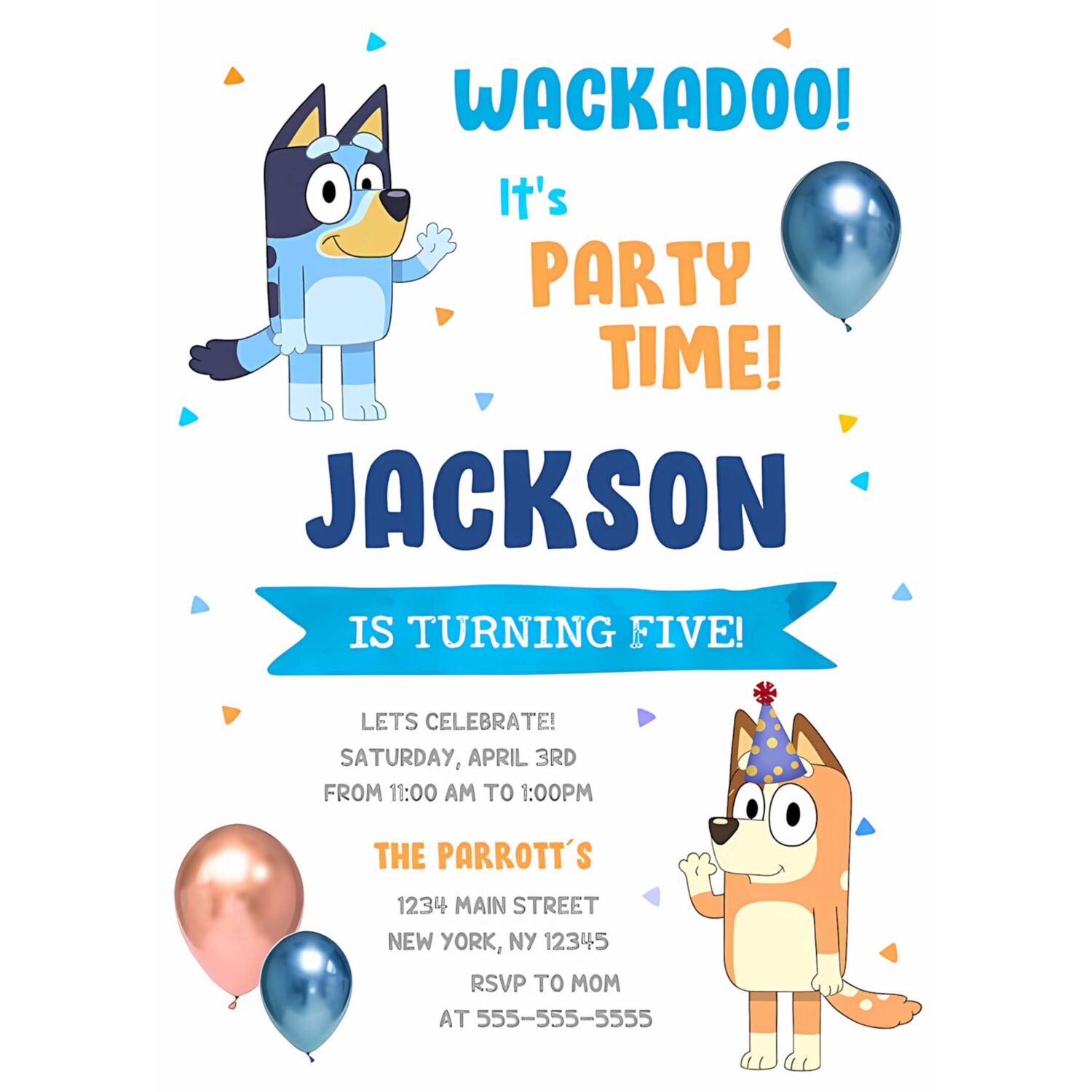 Bluey and bingo rainbow girl birthday party invitation d80l 4