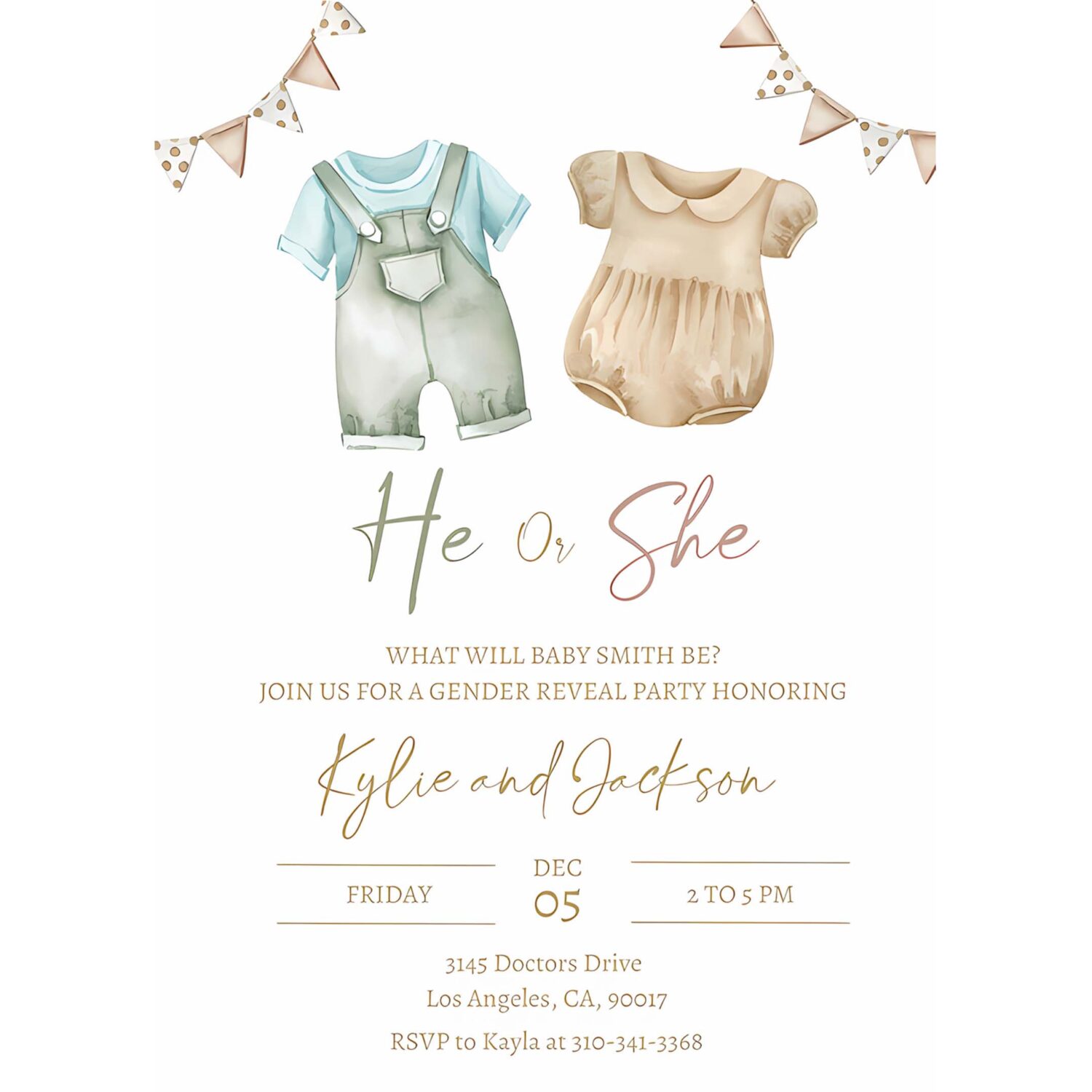 Boho gender reveal invitation baby clothes gender reveal party invite 4