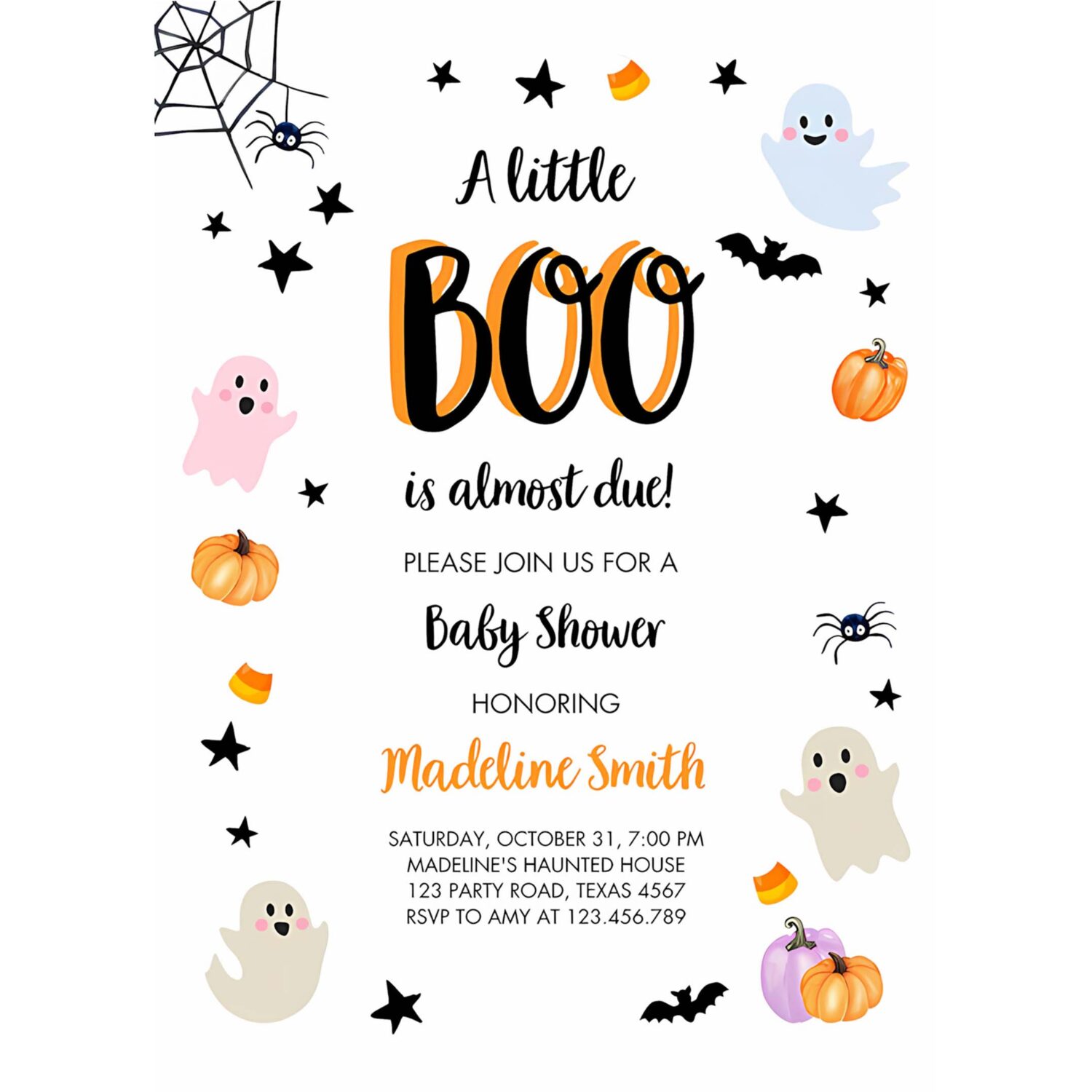 Boo baby shower invitation cute halloween baby shower costume party 4