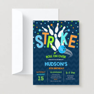 Bowling Invitation, Strike Bowling Party, Bowling Party Invitation