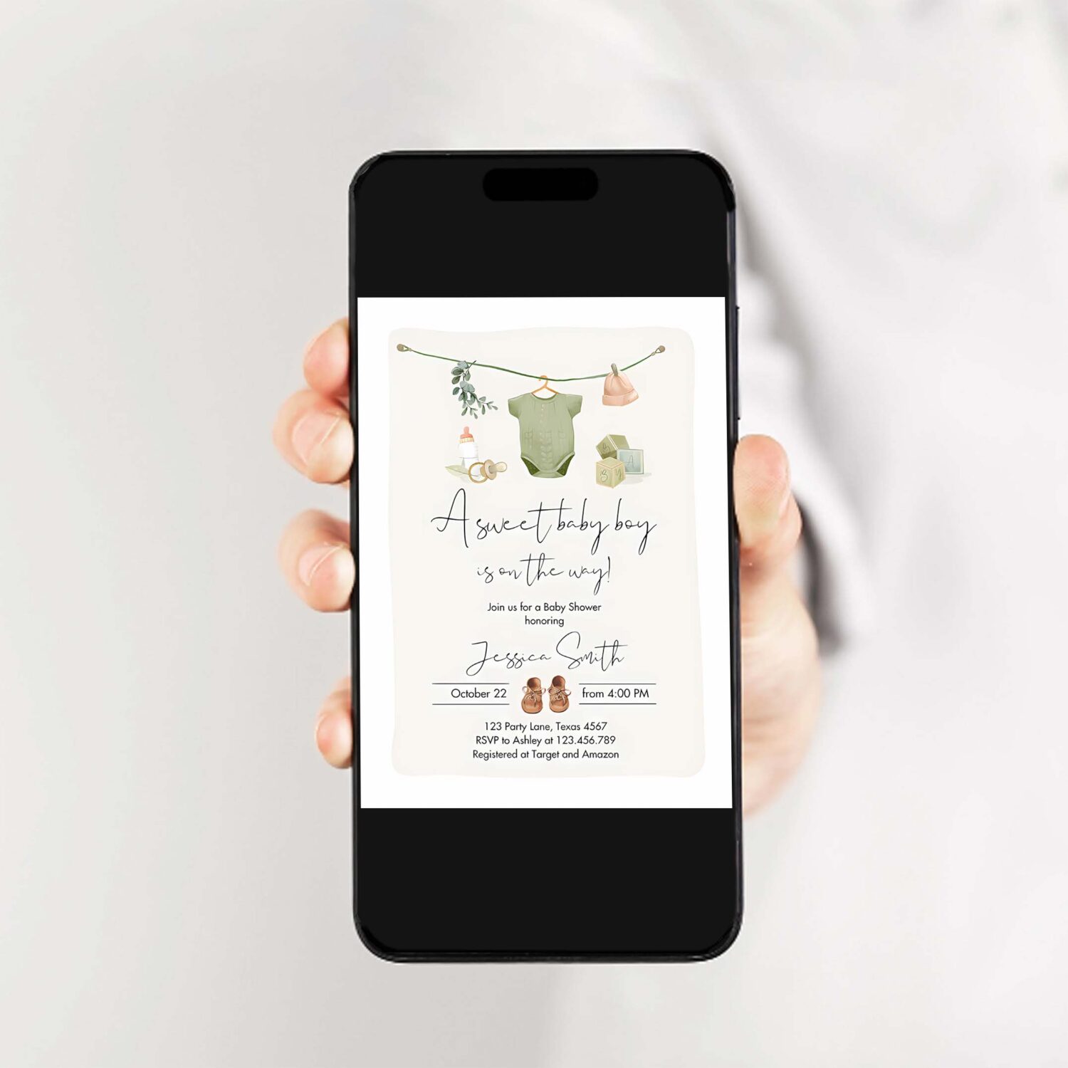 Boy baby shower invitation boho baby shower invitation coed shower baby clothes rustic 2