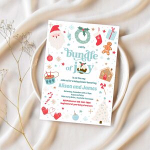 Bundle of joy blue boy winter baby shower invitation j44u 1