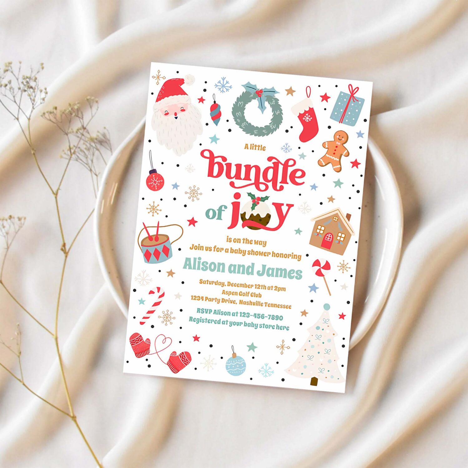 Bundle of joy blue boy winter baby shower invitation q74b 1