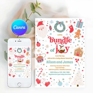 Bundle Of Joy Invitation, Bundle Of Joy Blue Boy Winter Baby Shower Invitation