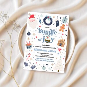 Bundle of joy blue boy winter baby shower invitation y15q 1