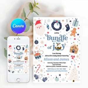 Bundle Of Joy Invitation, Bundle Of Joy Blue Boy Winter Baby Shower Invitation