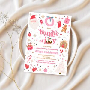 Bundle of joy pink girl winter baby shower invitation p97u 1