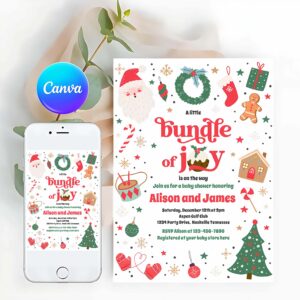Bundle Of Joy Invitation, Bundle Of Joy Red Traditional Winter Baby Shower Invitation