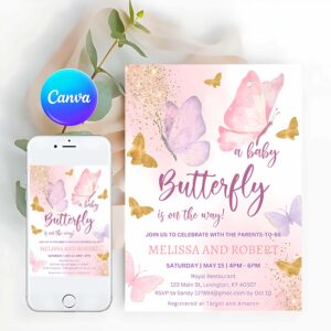 Butterfly Invitation, Butterfly Baby Shower Invitation, Butterfly Baby Shower Invitation, for Girl