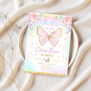 Butterfly birthday invitation butterfly invitation whimsical floral butterfly floral butterfly garden 1
