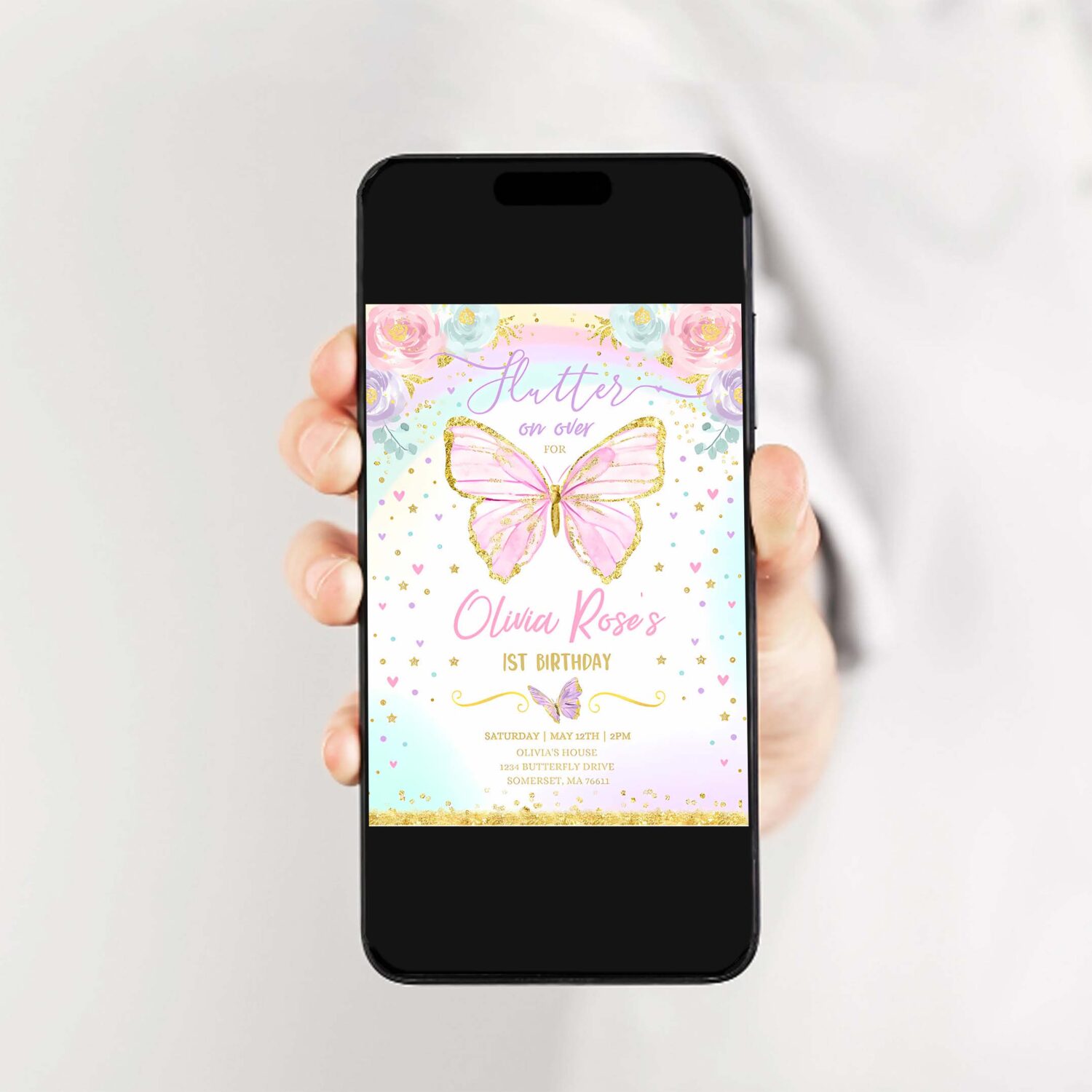 Butterfly birthday invitation butterfly invitation whimsical floral butterfly floral butterfly garden 2