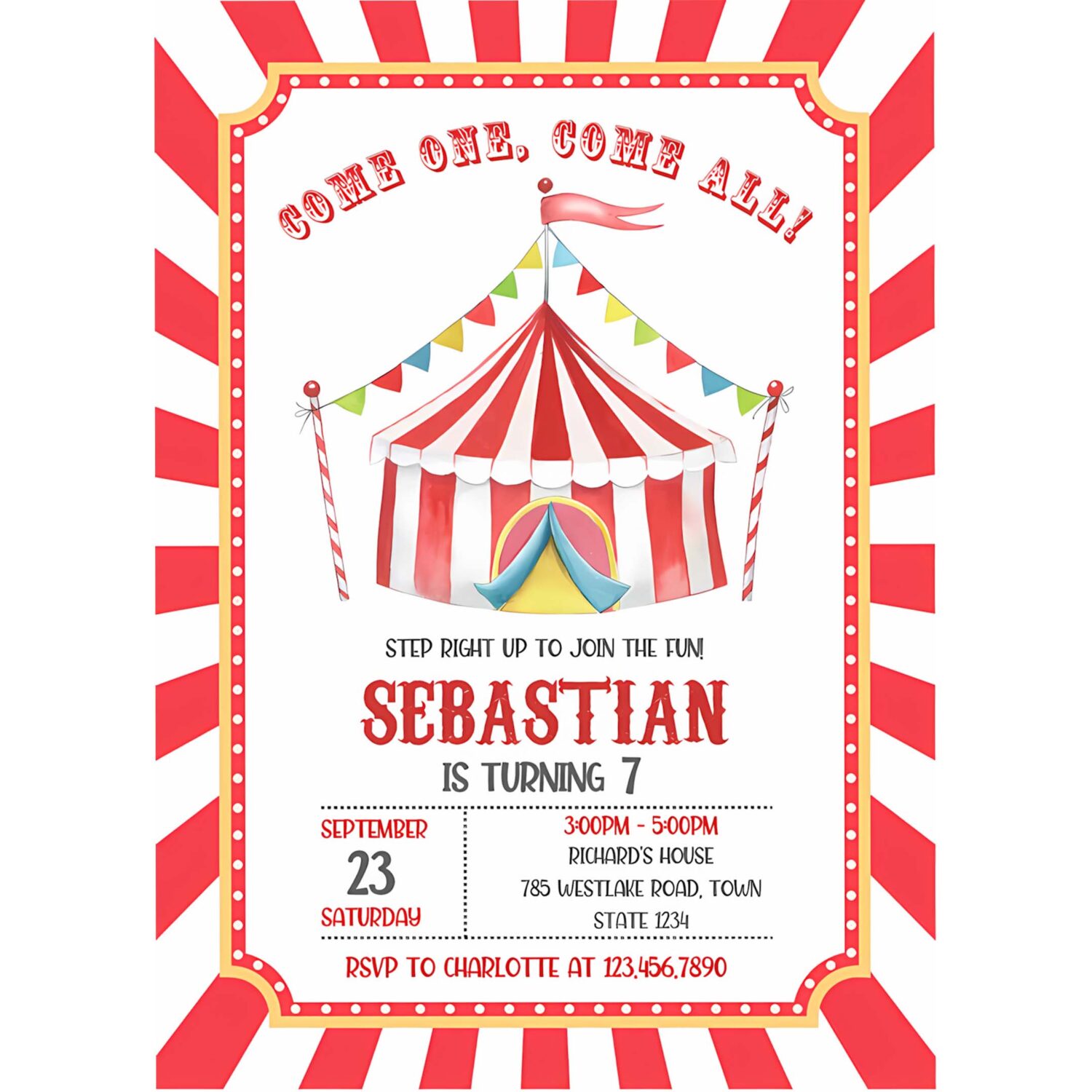 Carnival birthday invitation circus birthday invitation carnival invitation 4