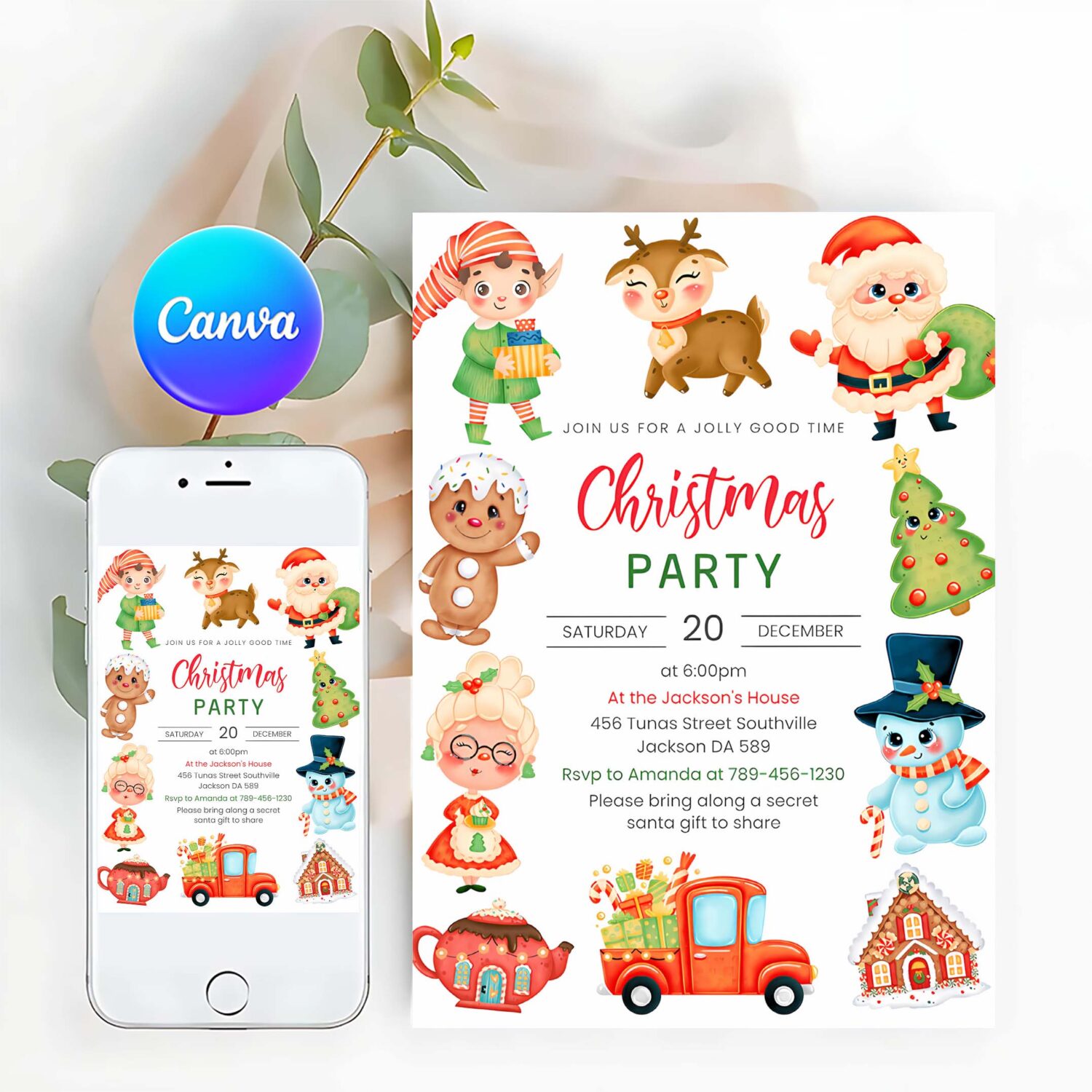 Christmas birthday invitation christmas santa birthday invite winter christmas party invitation