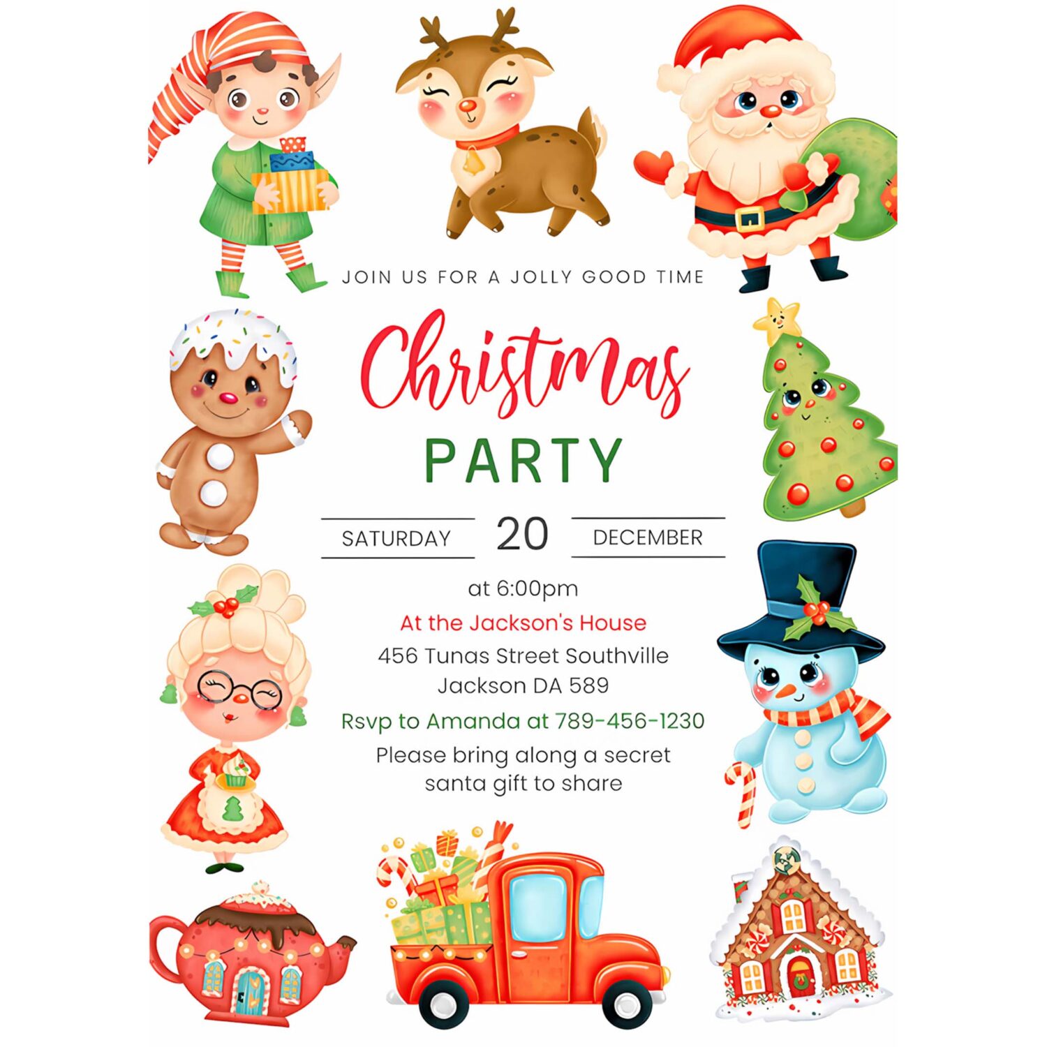 Christmas birthday invitation christmas santa birthday invite winter christmas party invitation 4