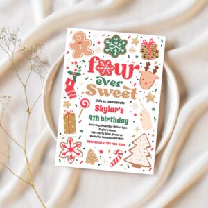 Christmas cookie four ever sweet birthday party invitation s80s 1