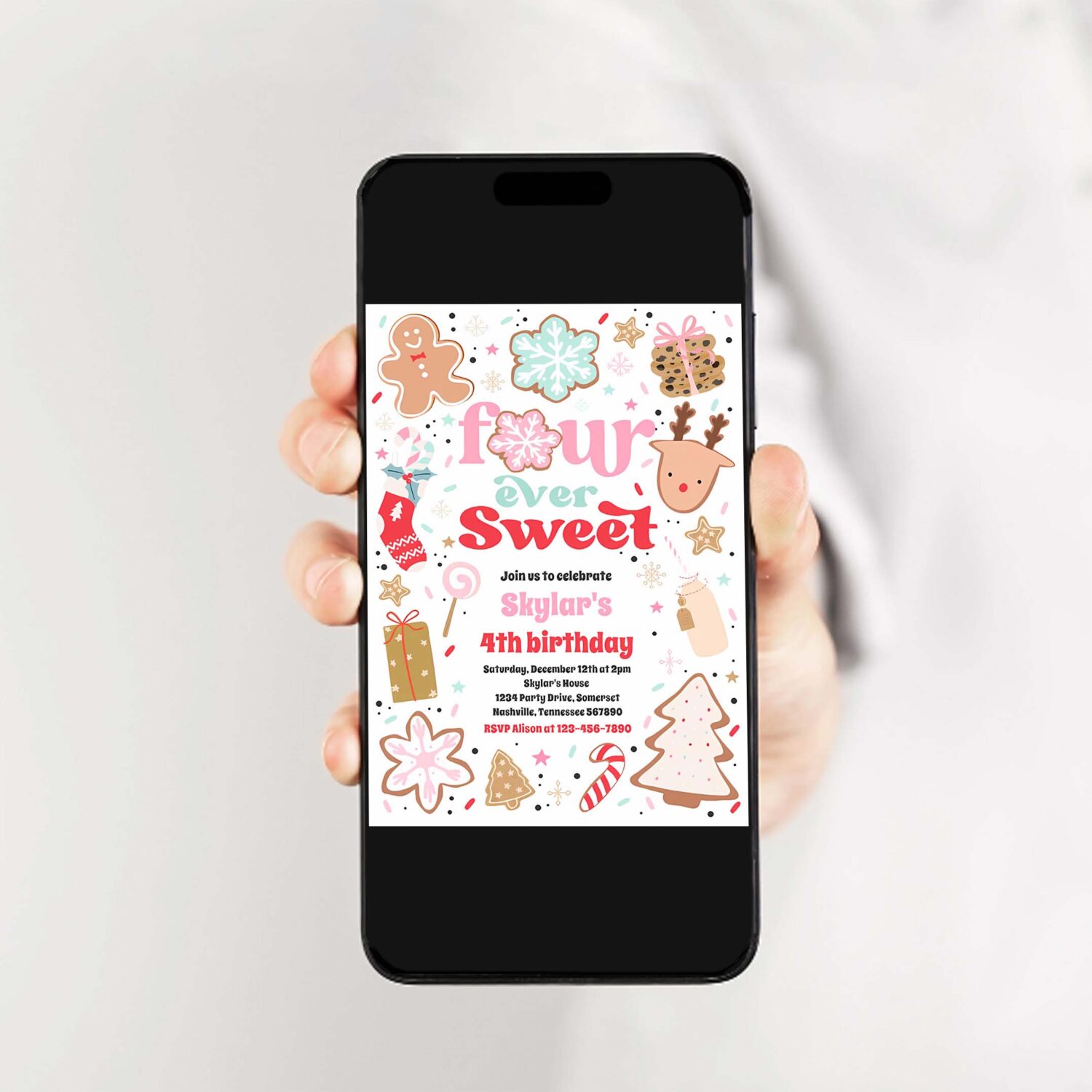 Christmas cookie four ever sweet birthday party invitation u49s 2