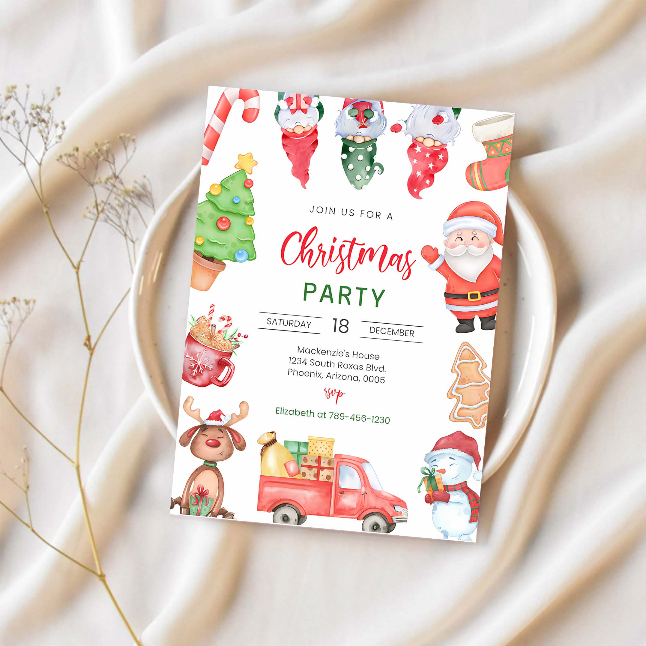 Christmas Party Invitation Christmas Birthday Invitation Christmas Invitation