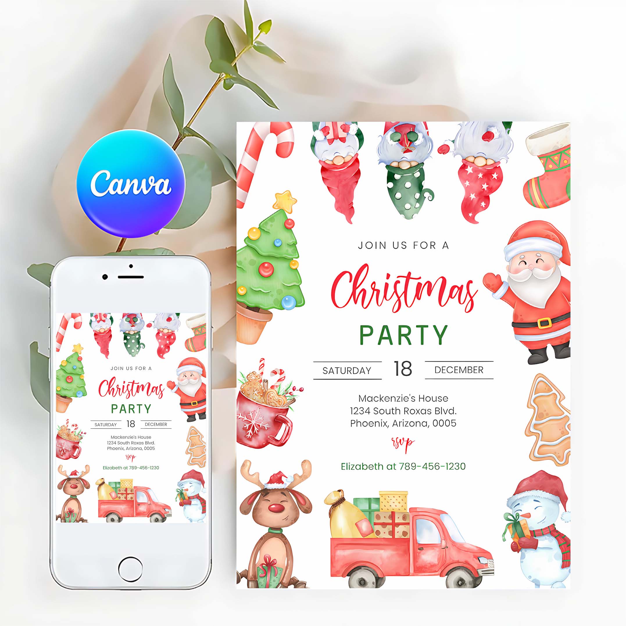 Christmas Party Invitation Christmas Birthday Invitation Christmas Invitation