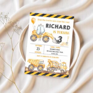 Construction 3rd birthday party invitation construction theme invitation construction invite 1