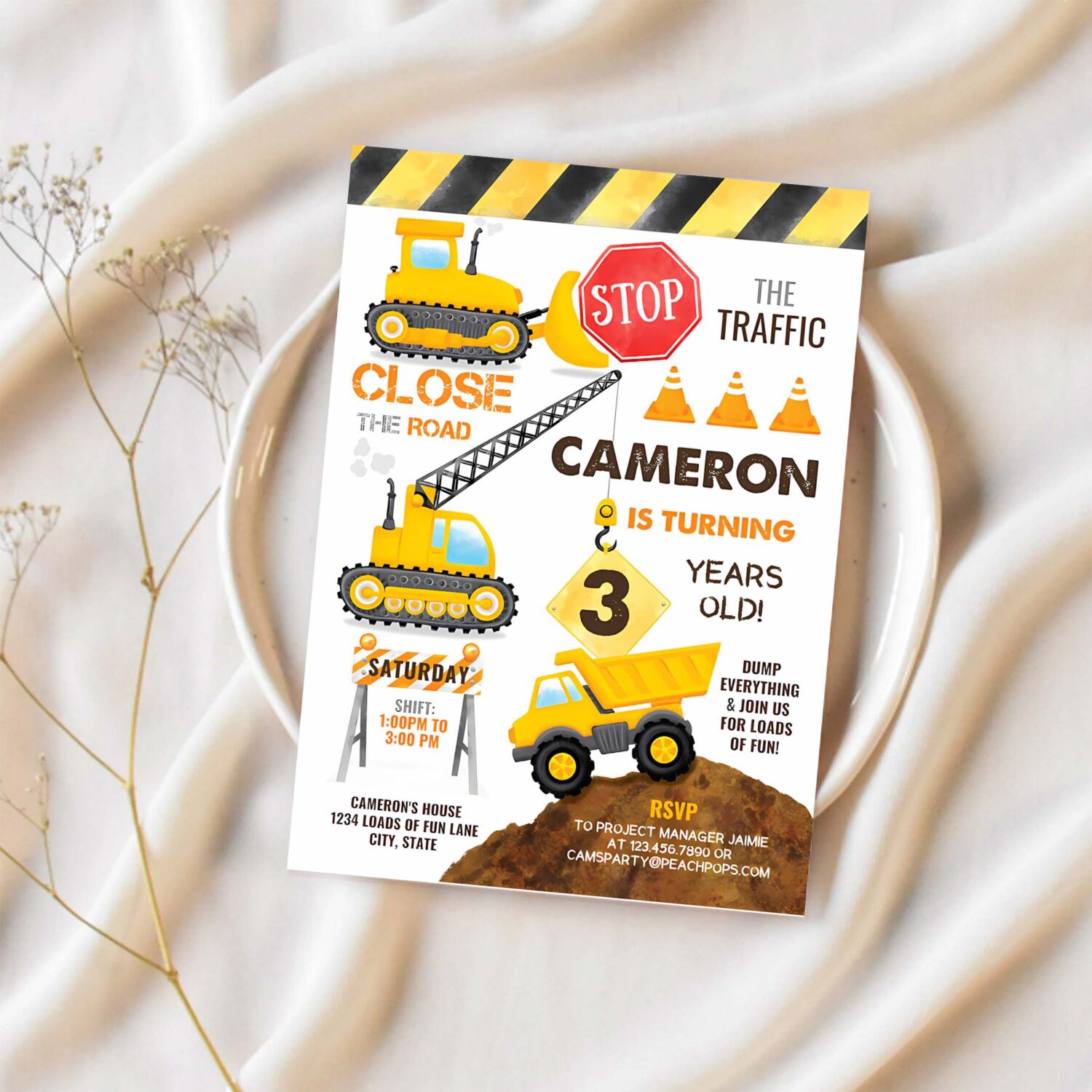Construction birthday invitation construction birthday invitation kids party invitation 1