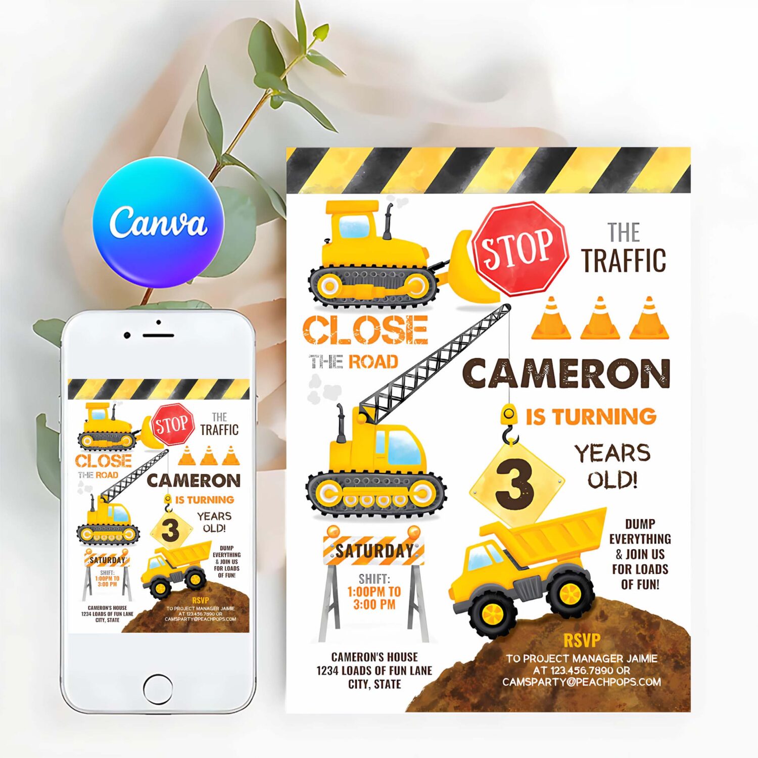 Construction birthday invitation construction birthday invitation kids party invitation