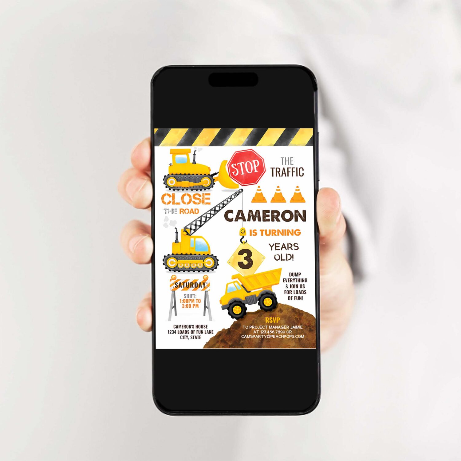 Construction birthday invitation construction birthday invitation kids party invitation 2
