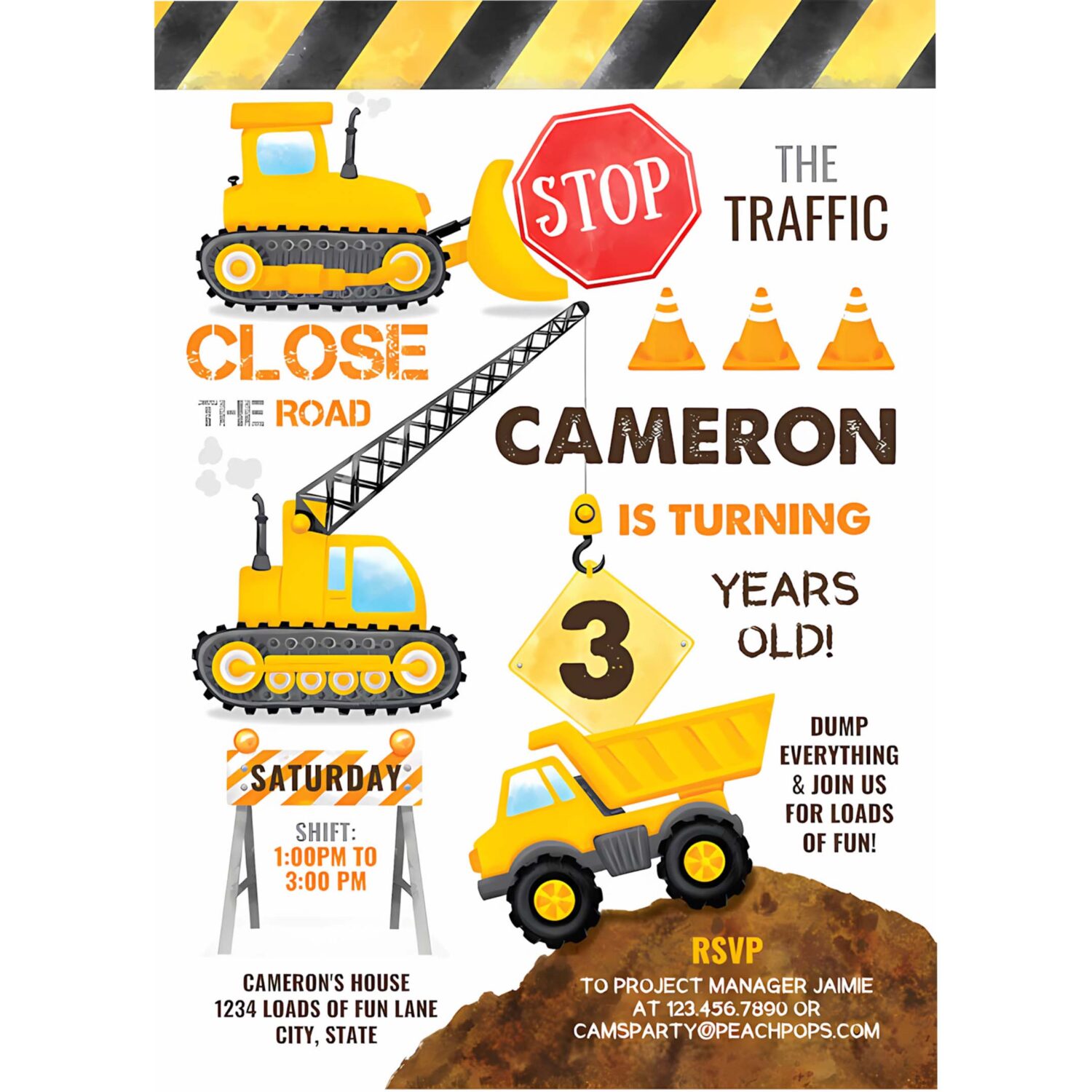 Construction birthday invitation construction birthday invitation kids party invitation 4