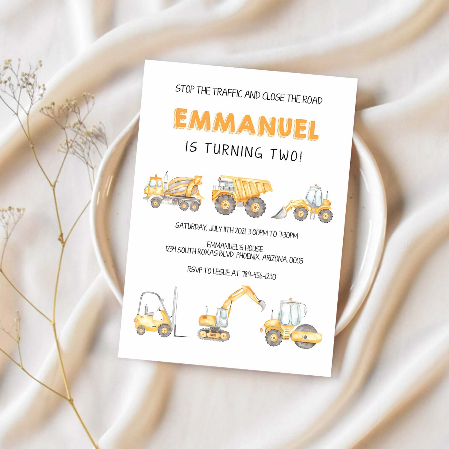 Construction birthday party invitation construction invitation construction boy invite 1