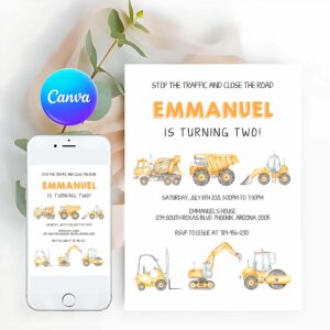 Construction Invitation, Construction Birthday Party Invitation, Construction Invitation, Construction Boy Invite