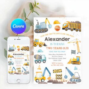 Construction Invitation, Construction Birthday Party Invitation, Construction Invitation, Construction Theme Invite