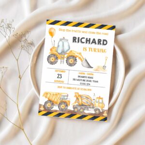 Construction birthday party invitation template construction invitation construction thank you tag 1