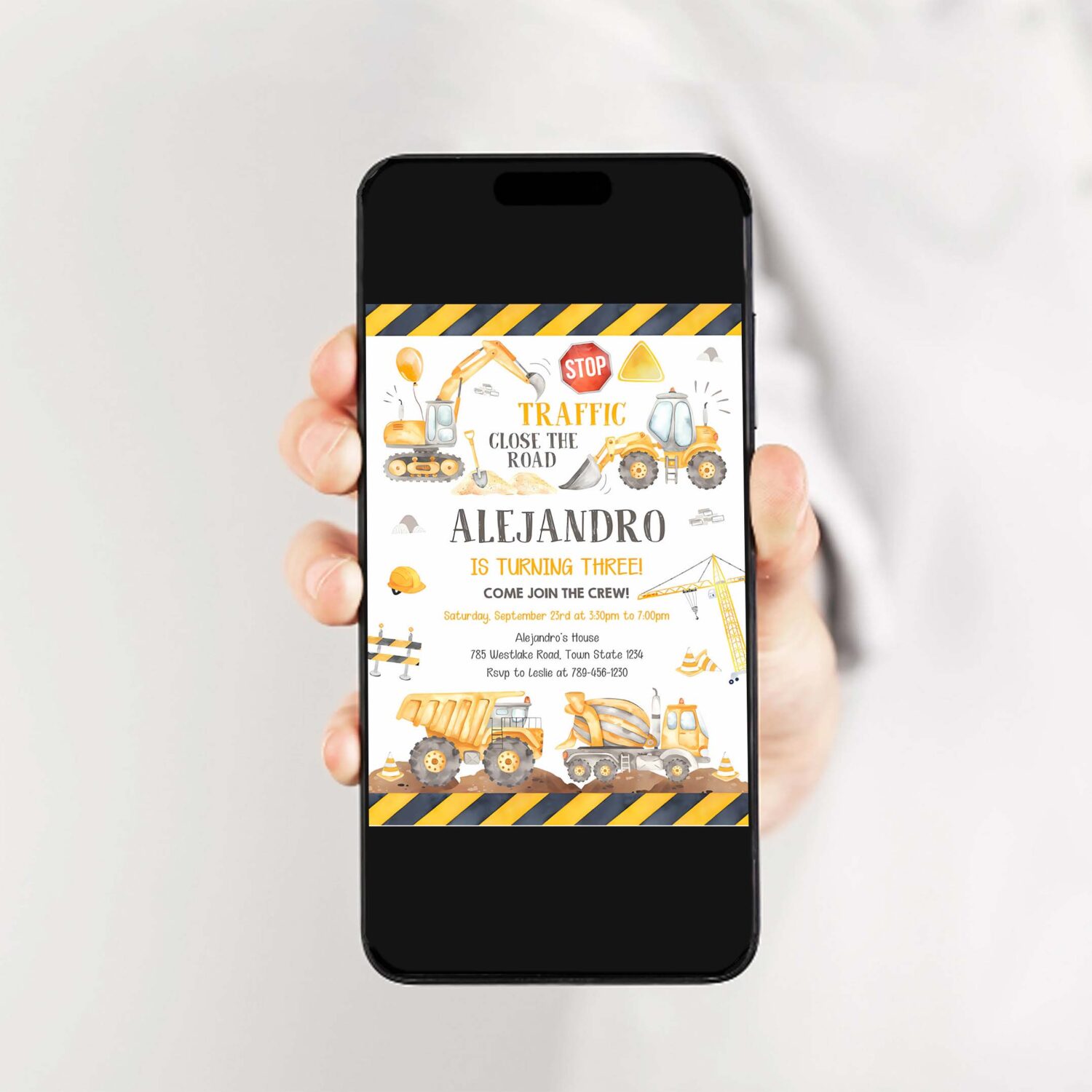 Construction birthday party invitation template construction invitation template construction thank you tag 2