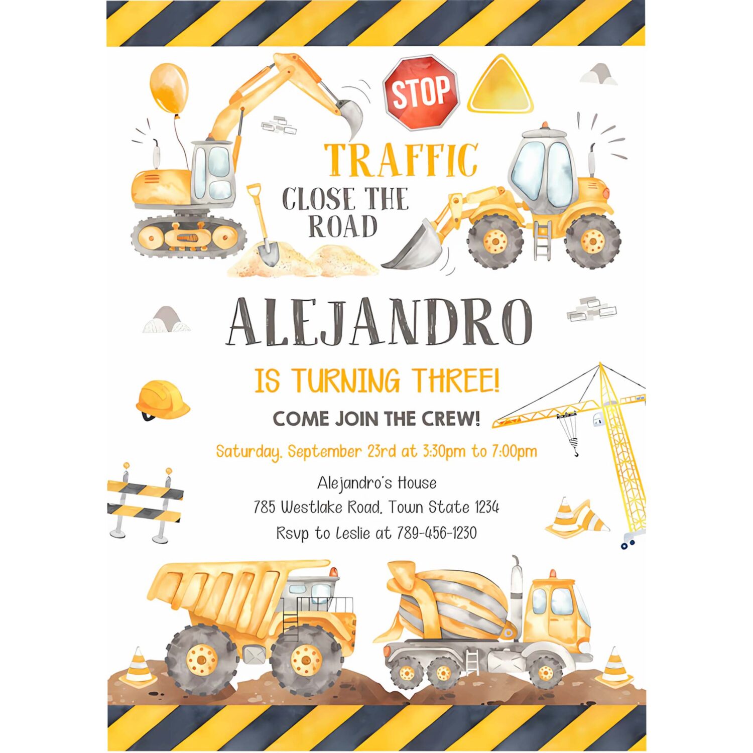 Construction birthday party invitation template construction invitation template construction thank you tag 4