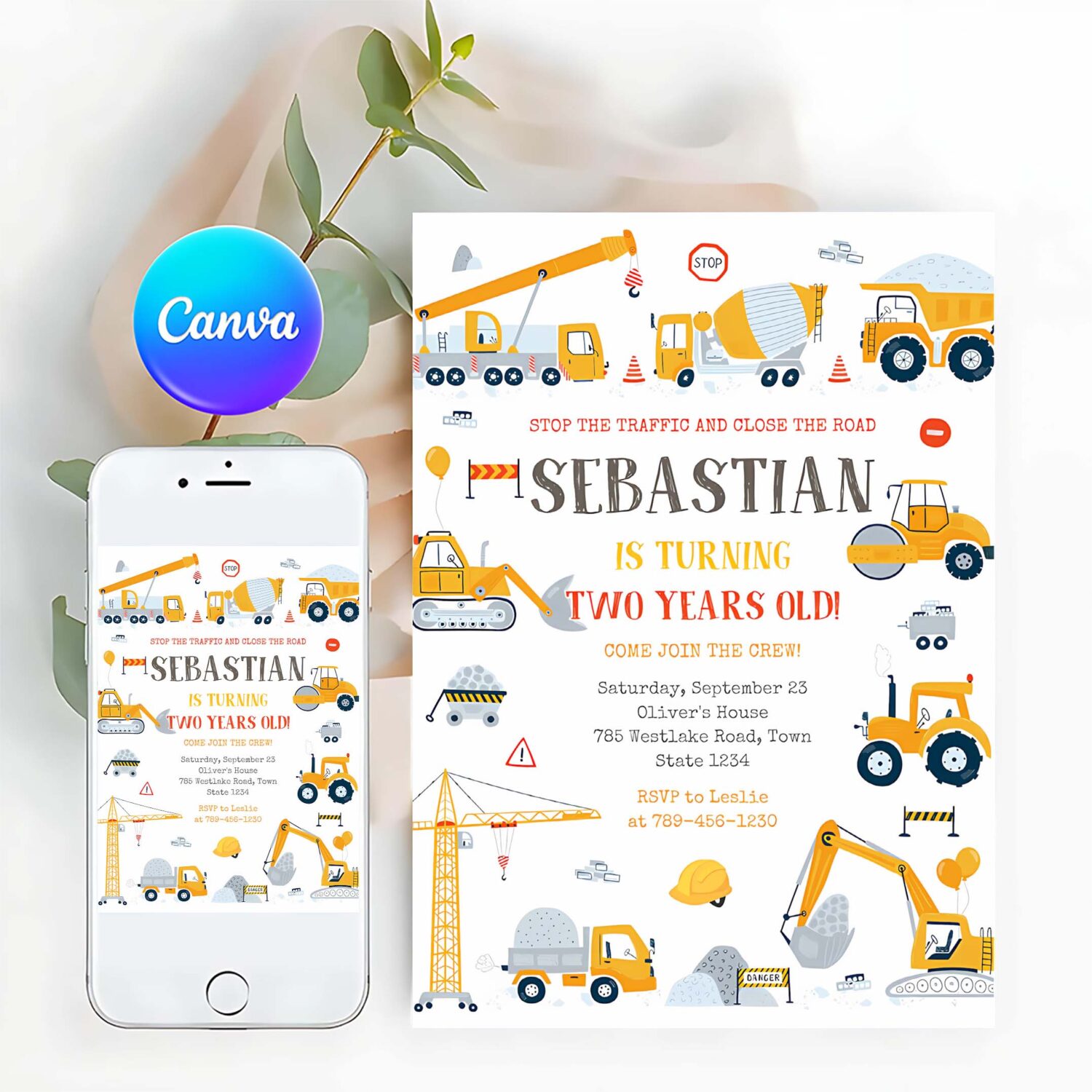 Construction boy birthday invitation construction theme birthday construction invitation