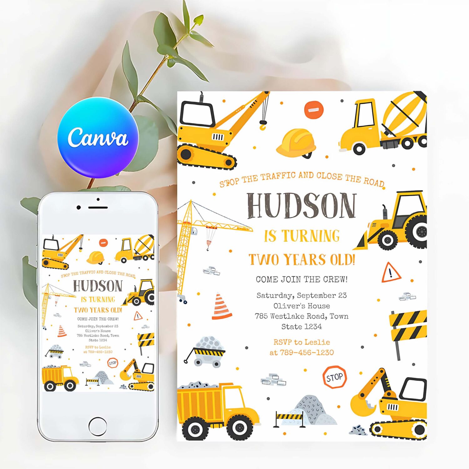 Construction boy birthday party invitation construction invitation themes construction kids invite