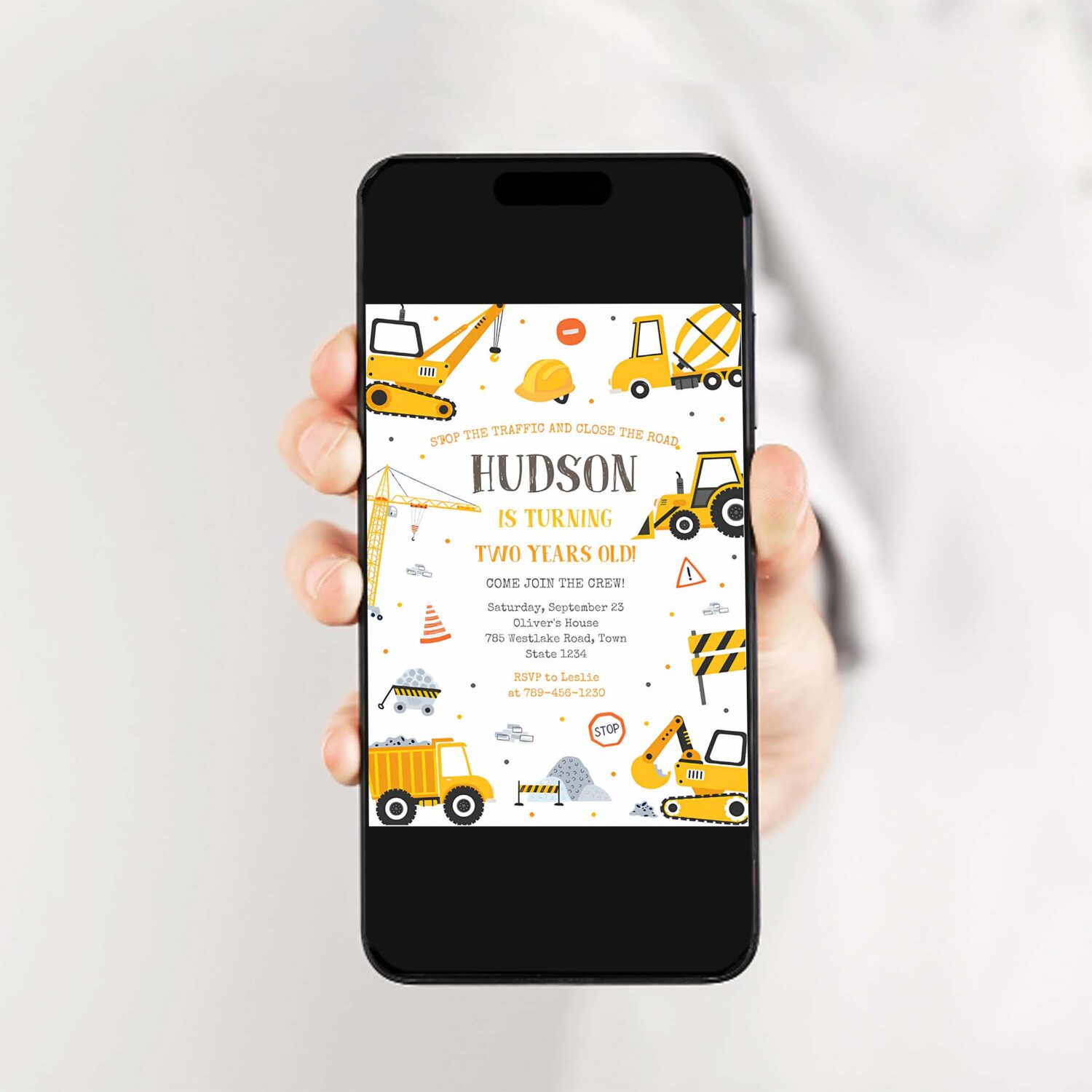 Construction boy birthday party invitation construction invitation themes construction kids invite 2