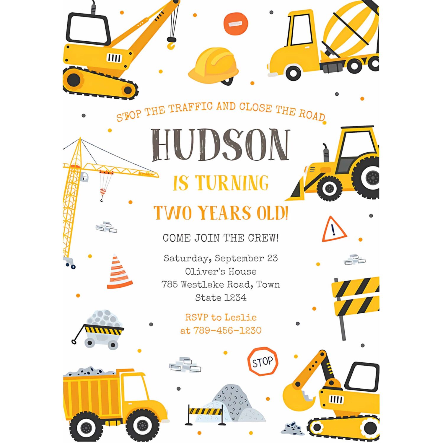 Construction boy birthday party invitation construction invitation themes construction kids invite 4