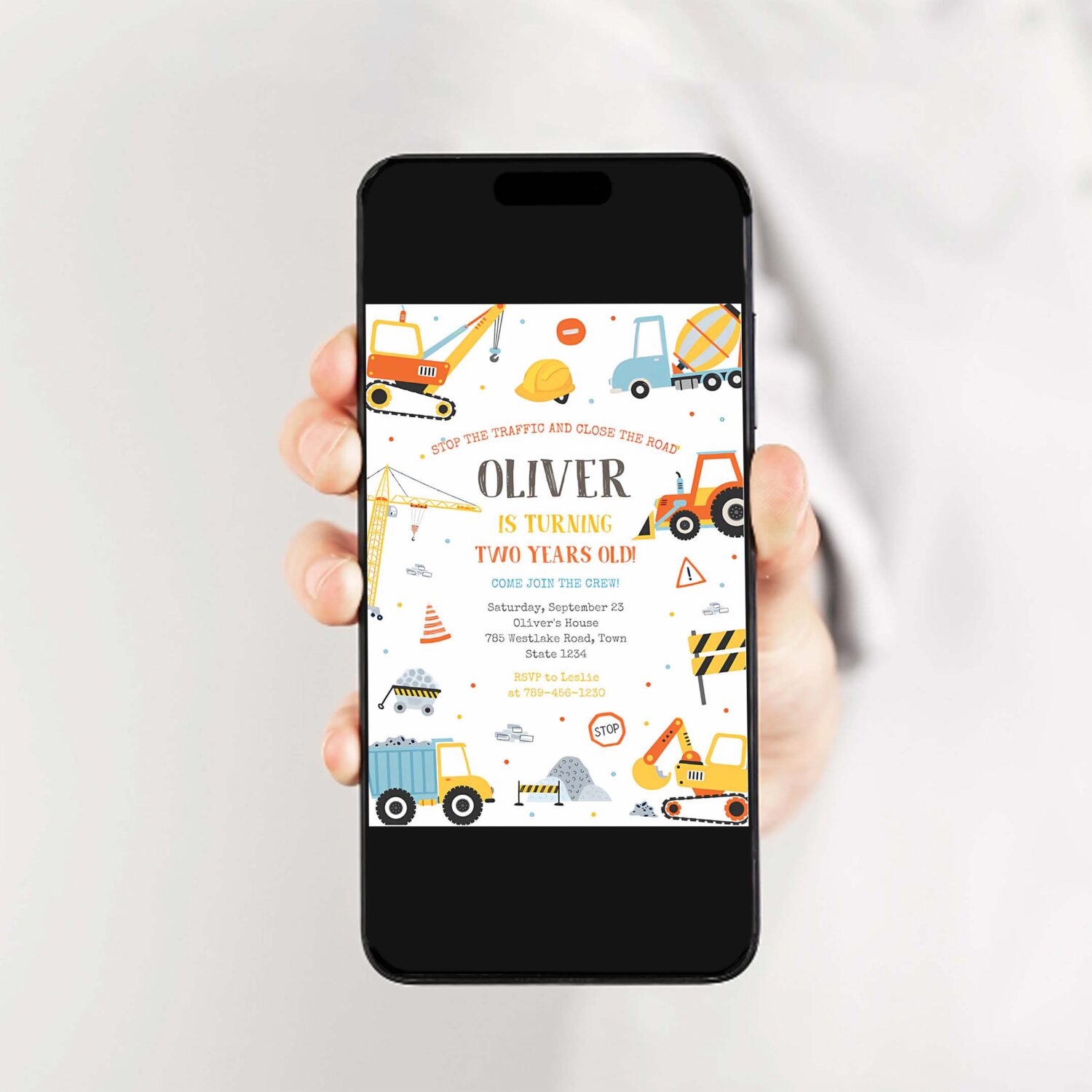 Construction boy birthday party invite construction invitation 2