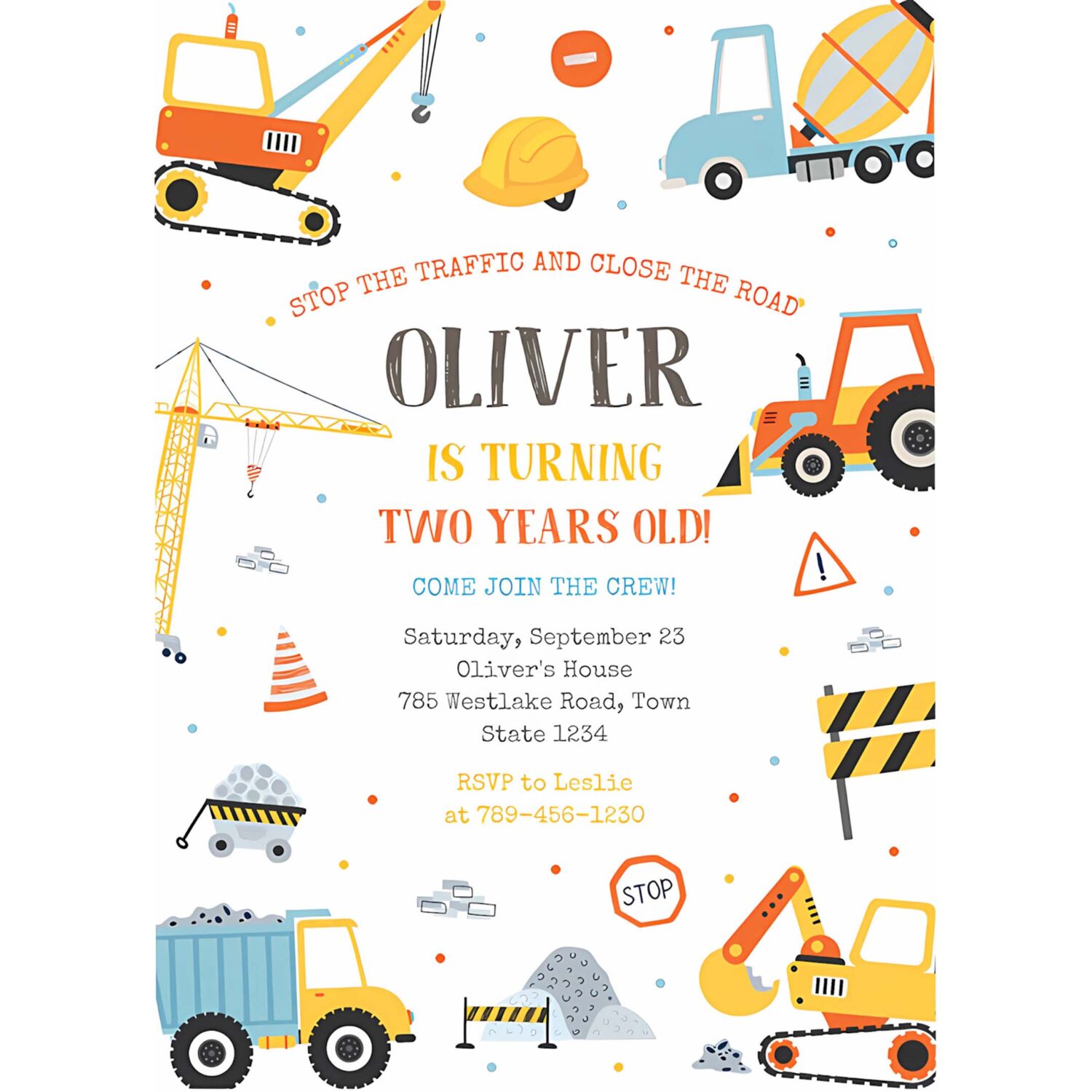 Construction boy birthday party invite construction invitation 4
